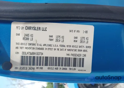 2008 Dodge Charger Srt8 from USA, damaged, VIN 2B3LA73W88H163734